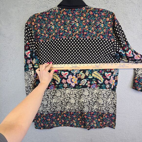 Vintage Cabrais Collection Jacket Womens M Patchwork Floral Artsy Boho 80s Retro - Picture 12 of 15